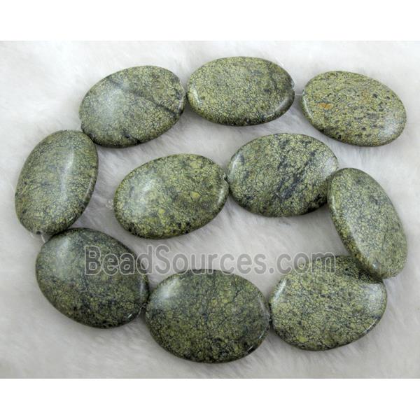 Flat oval gemstone bead