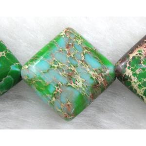 Green Sea Sediment Jasper Beads Square Conner-Drilled, 16x16mm,21pcs per st