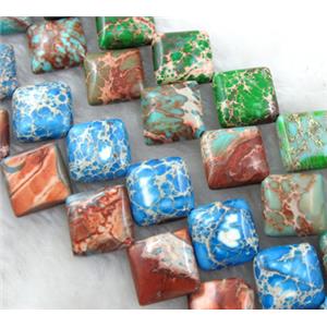 Sea Sediment Jasper Beads Square Conner-Drilled mixed color, 16x16mm,21pcs per st