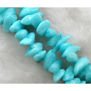 Erose jade bead, Dye chips, stabile, approx 4-12mm, 36 inch length