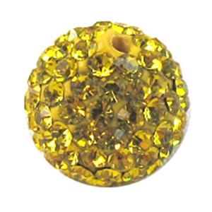 beads paved mid-east rhinestone, polymer clay based, golden, 10mm dia, 1mm hole