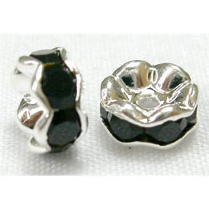 Black Rondelle Middle East Rhinestone Beads, 7mm dia