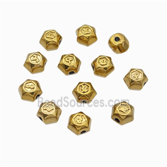 Stainless Steel Symbol Beads Gold Plated Mixed