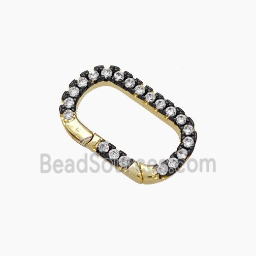 Copper Carabiner Clasp Micropave Zirconia Black Gold Plated