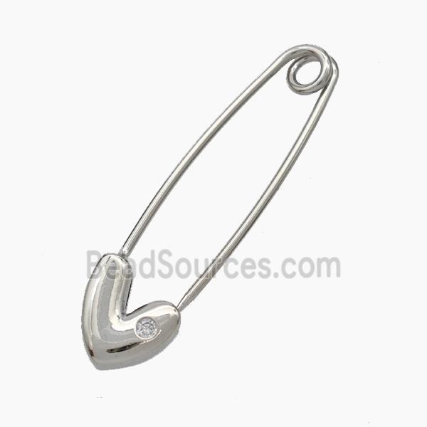 Copper Safety Pin Platinum Plated