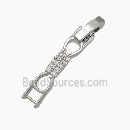 Copper Clasp Pave Zirconia Platinum Plated