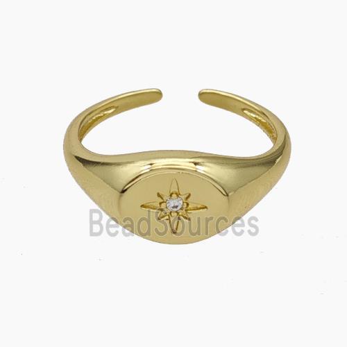 Copper Rings Pave Zirconia Star Gold Plated