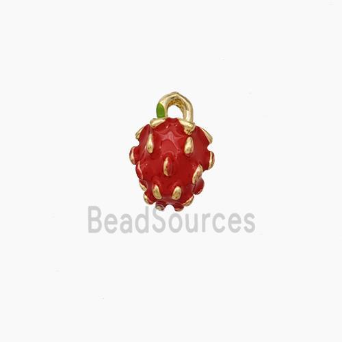 Copper Strawberry Pendant Red Enamel Gold Plated