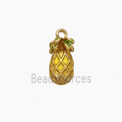 Copper Pineapple Pendant Yellow Enamel Gold Plated