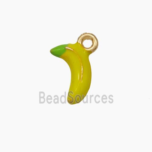 Copper Banana Pendant Yellow Enamel Gold Plated