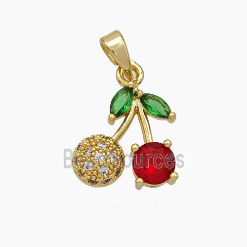 Copper Cherry Pendant Pave Zirconia Gold Plated