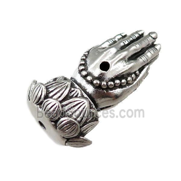 tibetan buddha hand guru zinc beads with lotus