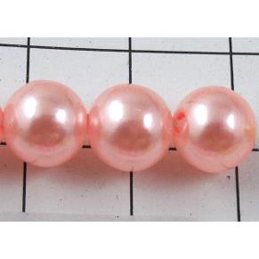 pearlized plastic beads, round, pink