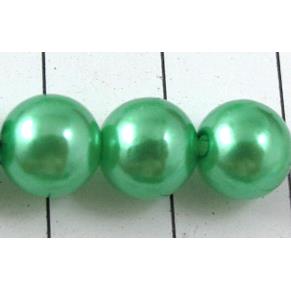 pearlized plastic beads, round, green