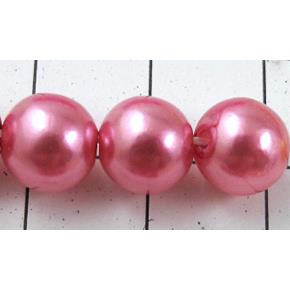 pearlized plastic beads, round, hot-pink