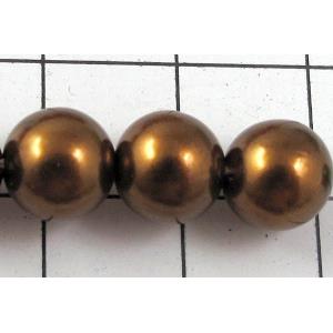 pearlized plastic beads, round, deep-coffee