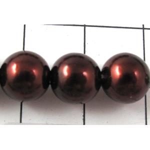 pearlized plastic beads, round, deep-coffee