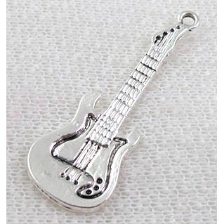 Guitar, Tibetan Silver Charms Non-Nickel