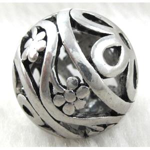 Hollow Tibetan Silver beads ball, lead free and nickel free