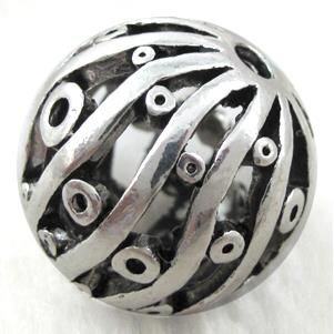 Hollow Tibetan Silver beads ball, lead free and nickel free