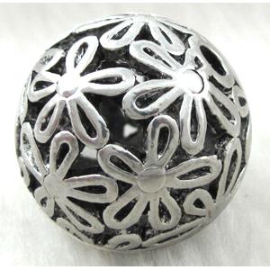 Hollow Tibetan Silver beads ball, lead free and nickel free