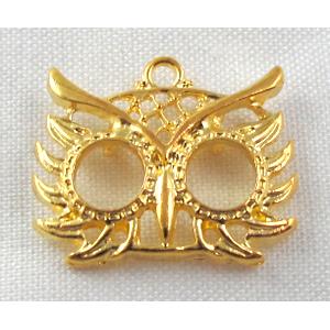 Tibetan Silver pendants, Lead free and nickel Free, owl, gold