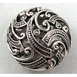 Hollow Tibetan Silver Bead, lead free and nickel free