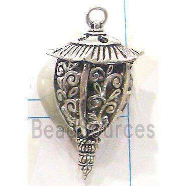 Hollow Tibetan Silver pendant, lead free and nickel free