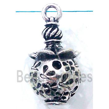 Hollow Tibetan Silver pendant, lead free and nickel free