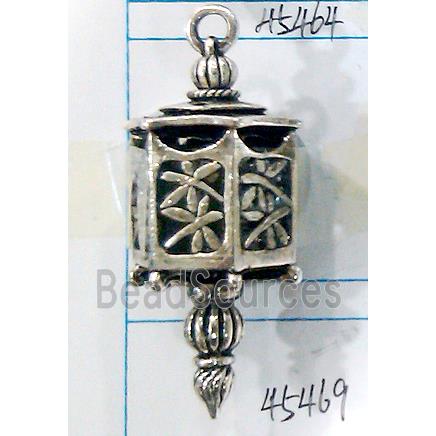 Hollow Tibetan Silver pendant, lead free and nickel free