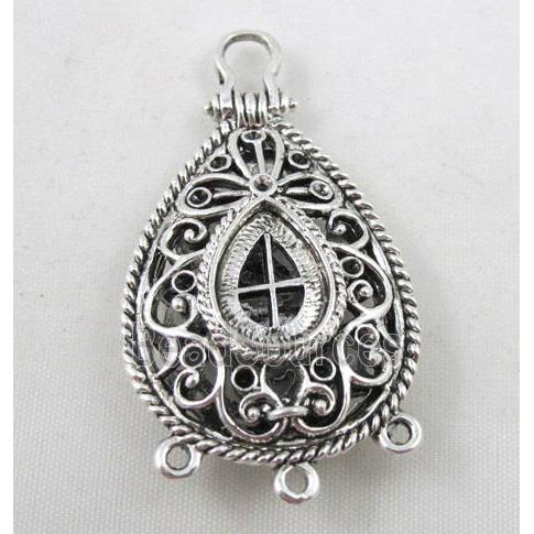 Hollow Tibetan Silver pendant, lead free and nickel free