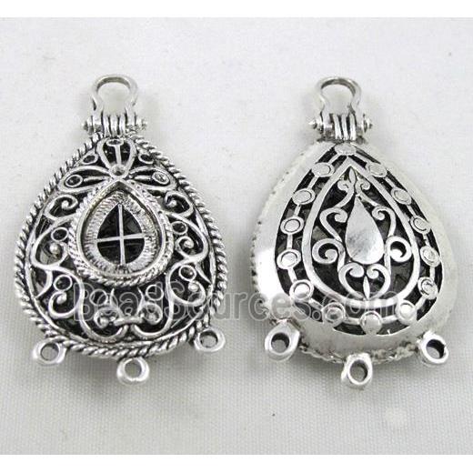 Hollow Tibetan Silver pendant, lead free and nickel free