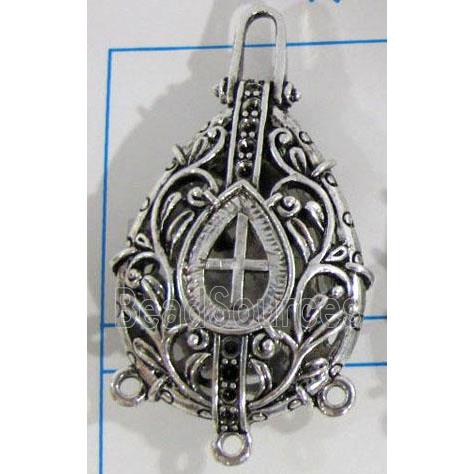 Hollow Tibetan Silver pendant, lead free and nickel free