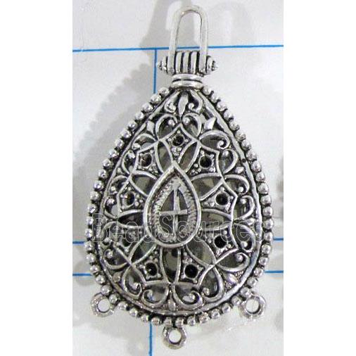 Hollow Tibetan Silver pendant, lead free and nickel free