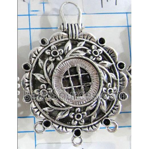 Hollow Tibetan Silver pendant, lead free and nickel free