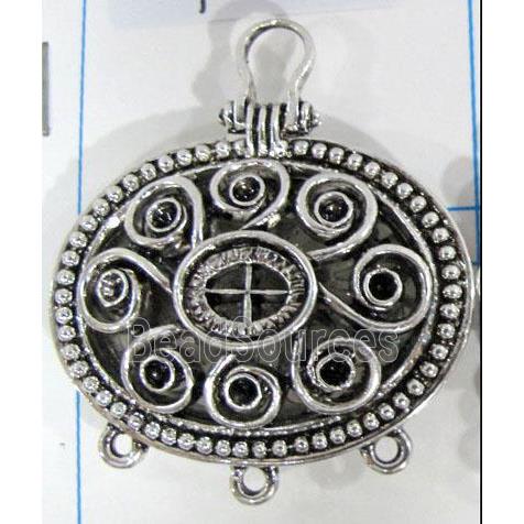 Hollow Tibetan Silver pendant, lead free and nickel free