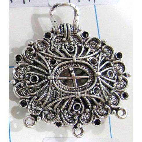 Hollow Tibetan Silver pendant, lead free and nickel free