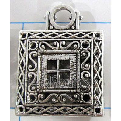 Hollow Tibetan Silver pendant, lead free and nickel free