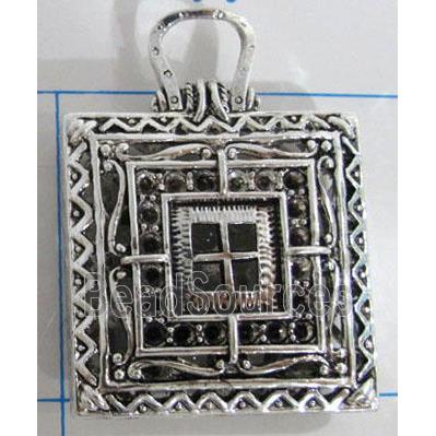 Hollow Tibetan Silver pendant, lead free and nickel free