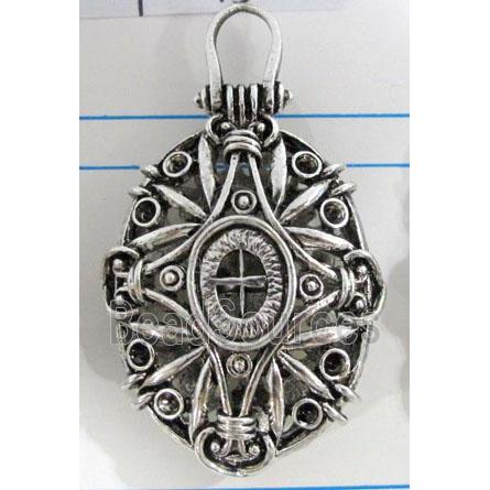 Hollow Tibetan Silver pendant, lead free and nickel free