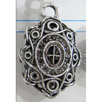 Hollow Tibetan Silver pendant, lead free and nickel free