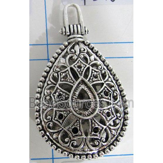 Hollow Tibetan Silver pendant, lead free and nickel free