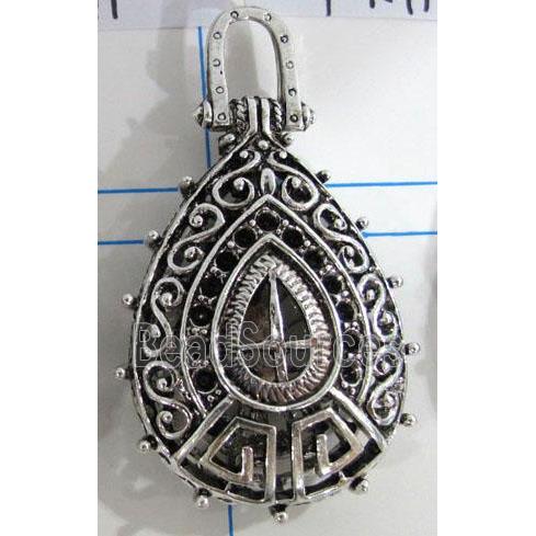 Hollow Tibetan Silver pendant, lead free and nickel free