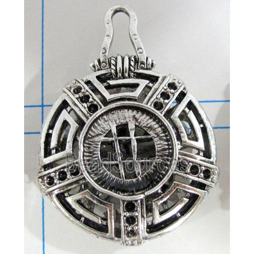 Hollow Tibetan Silver pendant, lead free and nickel free