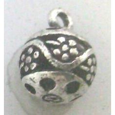 Round tibetan silver pendant, lead free and nickel free