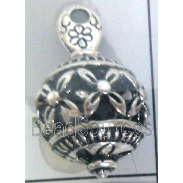 Tibetan Silver pendant, hollow, lead free and nickel free