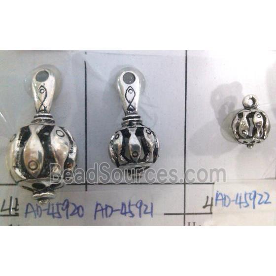 Tibetan Silver pendant, hollow, lead free and nickel free