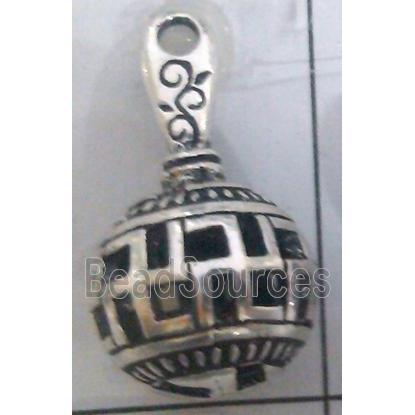 hollow Tibetan Silver pendant, lead free and nickel free