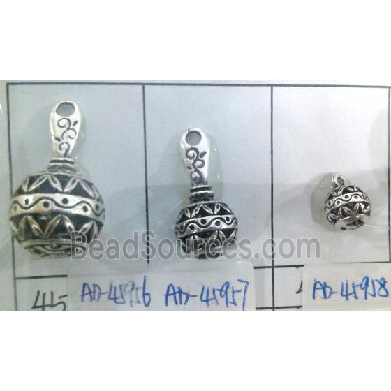 Tibetan Silver hollow pendant, lead free and nickel free