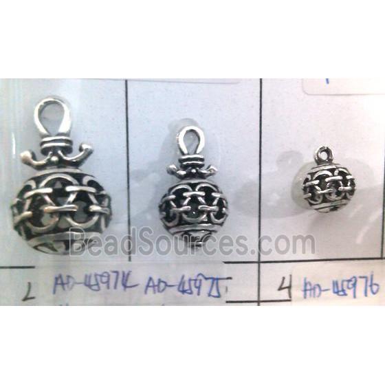 Tibetan Silver hollow pendant, lead free and nickel free